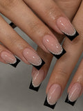 Glittery French Square Shaped Press-On Nails