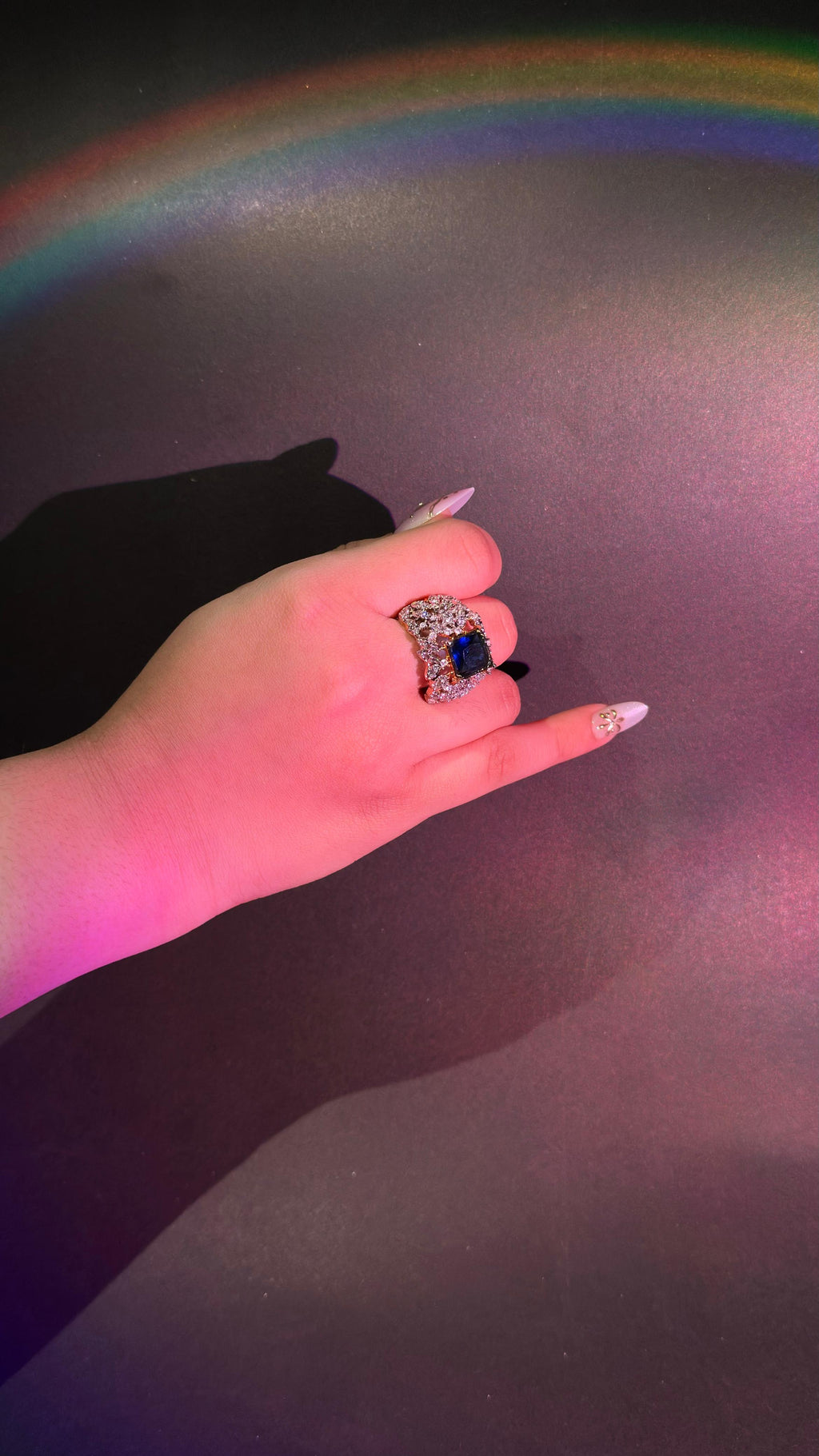 Blue Sapphire Two Toned Ring