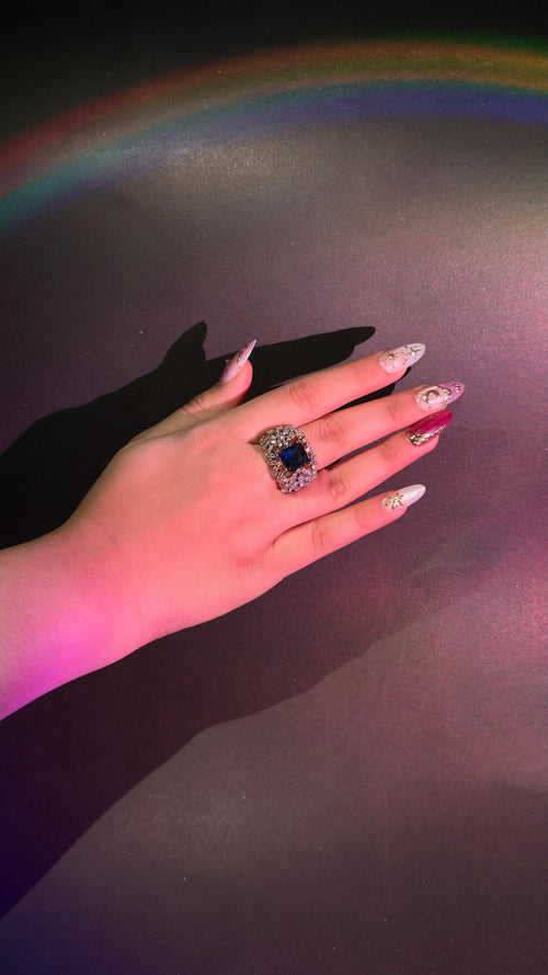 Blue Sapphire Two Toned Ring