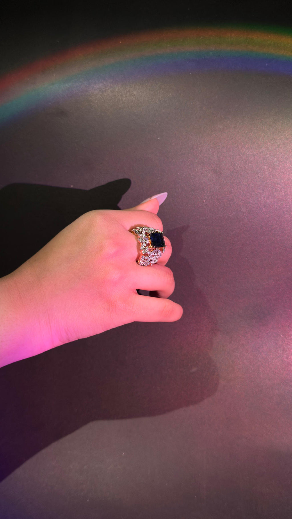 Blue Sapphire Two Toned Ring