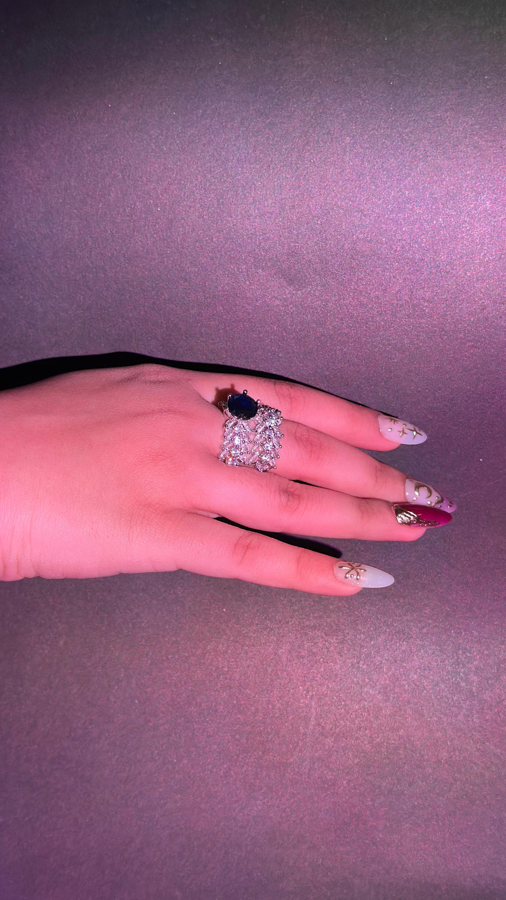 Sapphire Silver Blue Luxury Ring