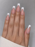 Glittery French Square Shaped Press-On Nails