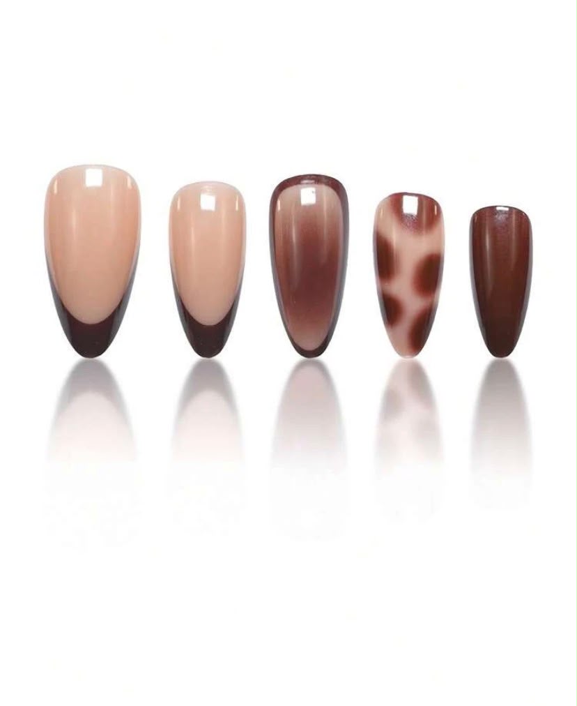 Brown Tiger Print Almond Shaped Press-On Nails