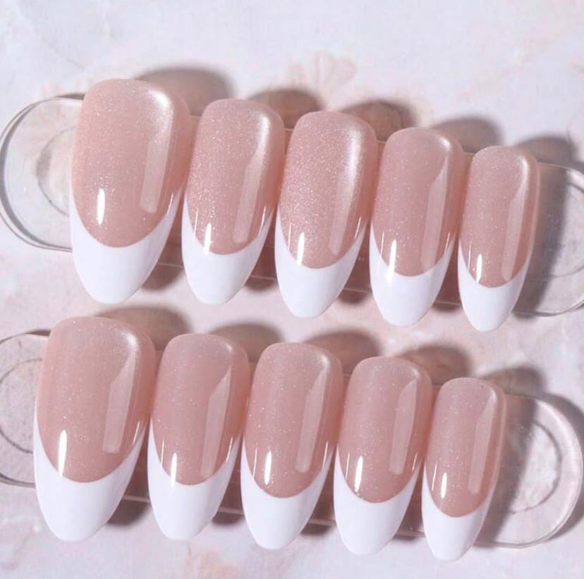 Premium Cat Eye French Almond Shaped Press-On Nails