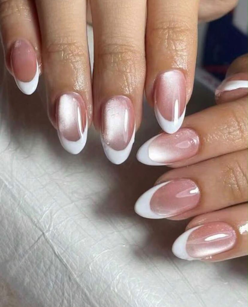 Premium Cat Eye French Almond Shaped Press-On Nails