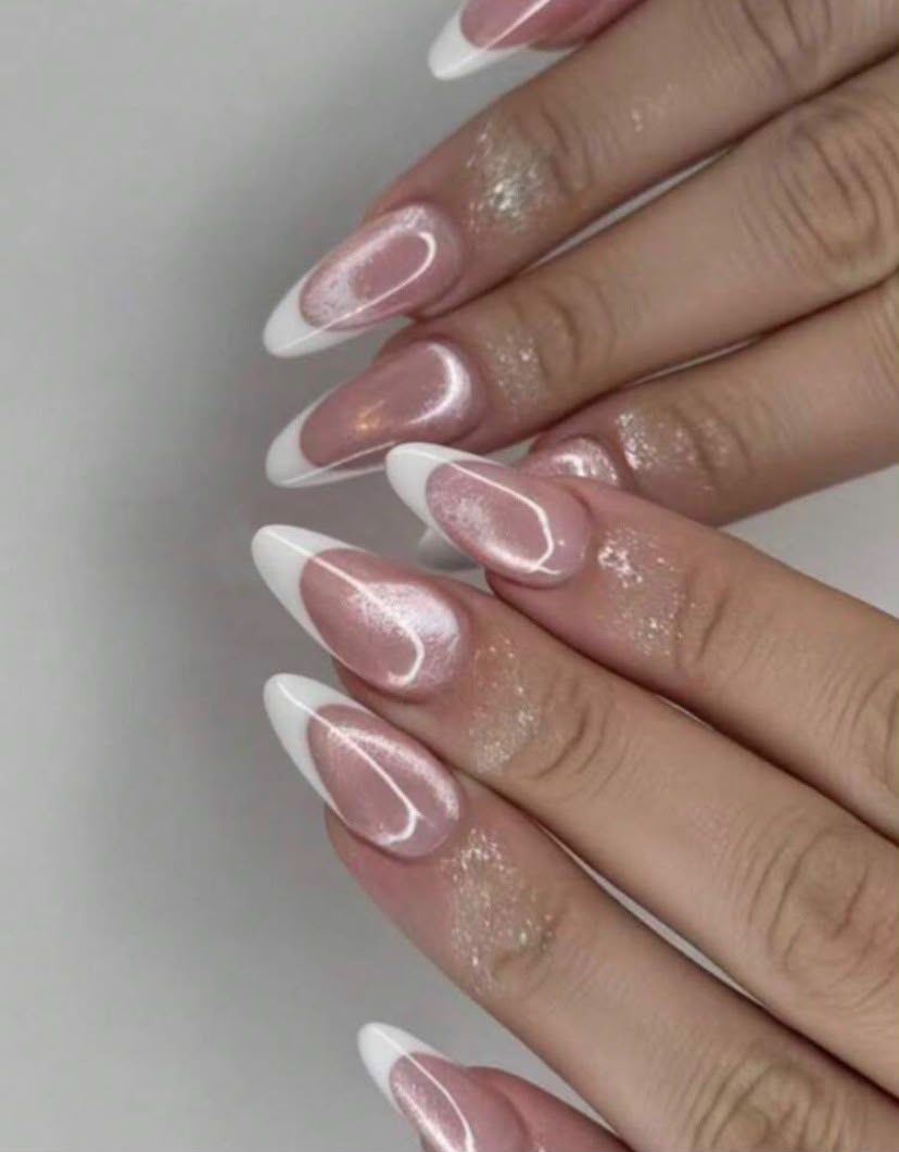 Premium Cat Eye French Almond Shaped Press-On Nails