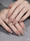 Glitter Square Shaped Press-On Nails