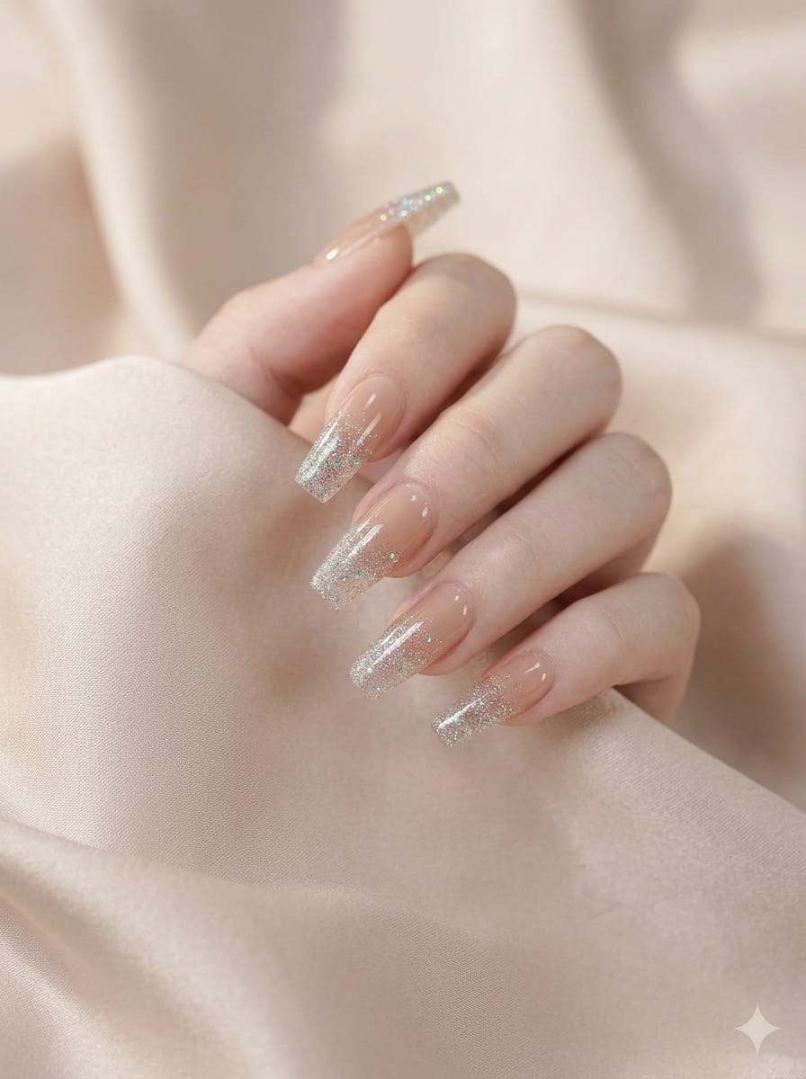 Glitter Square Shaped Press-On Nails
