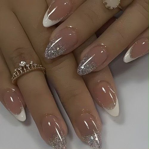 Sparkle Luxury French Almond Shaped Press-On Nails