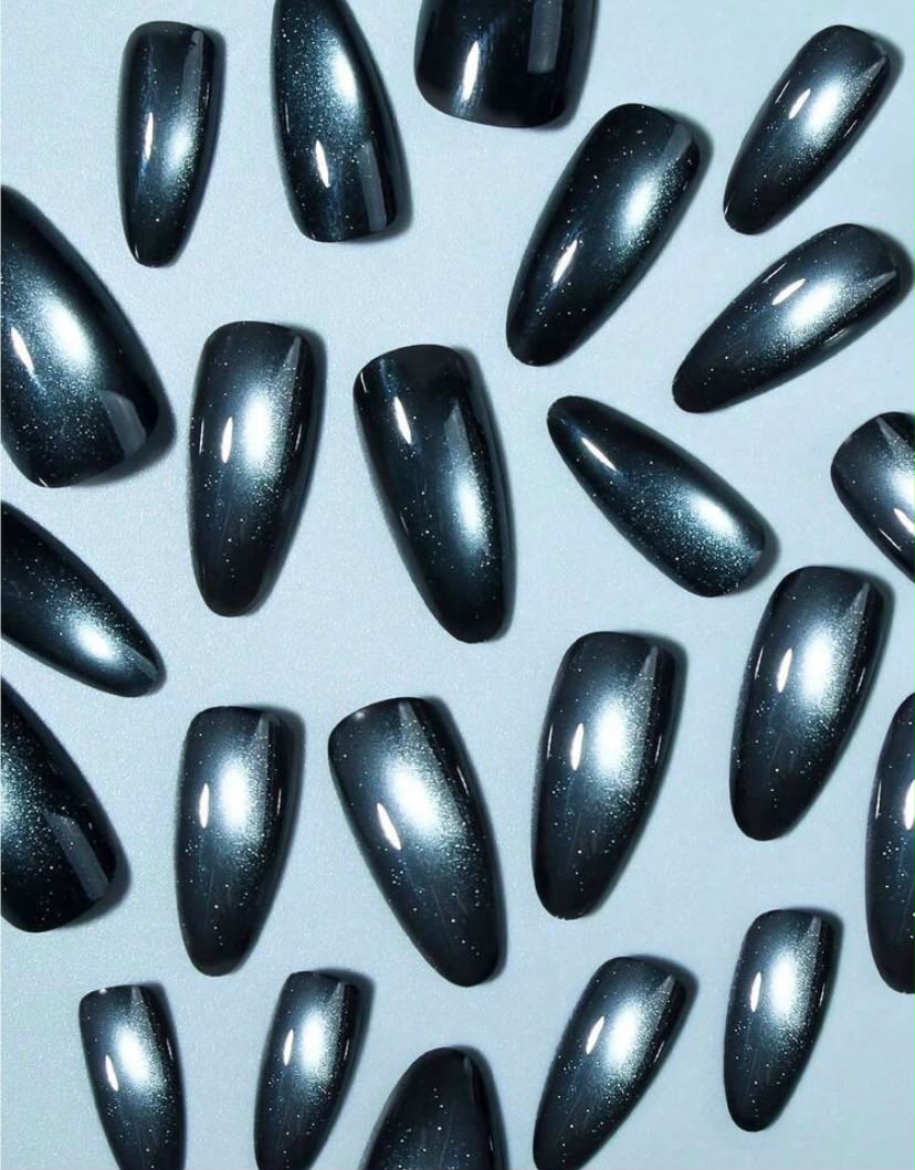 Grey Cat Eye Almond Shaped Press-On Nails
