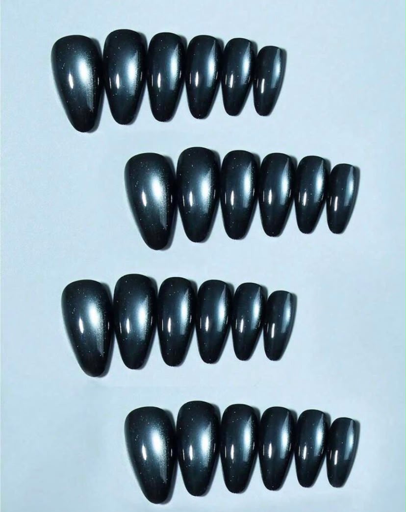 Grey Cat Eye Almond Shaped Press-On Nails