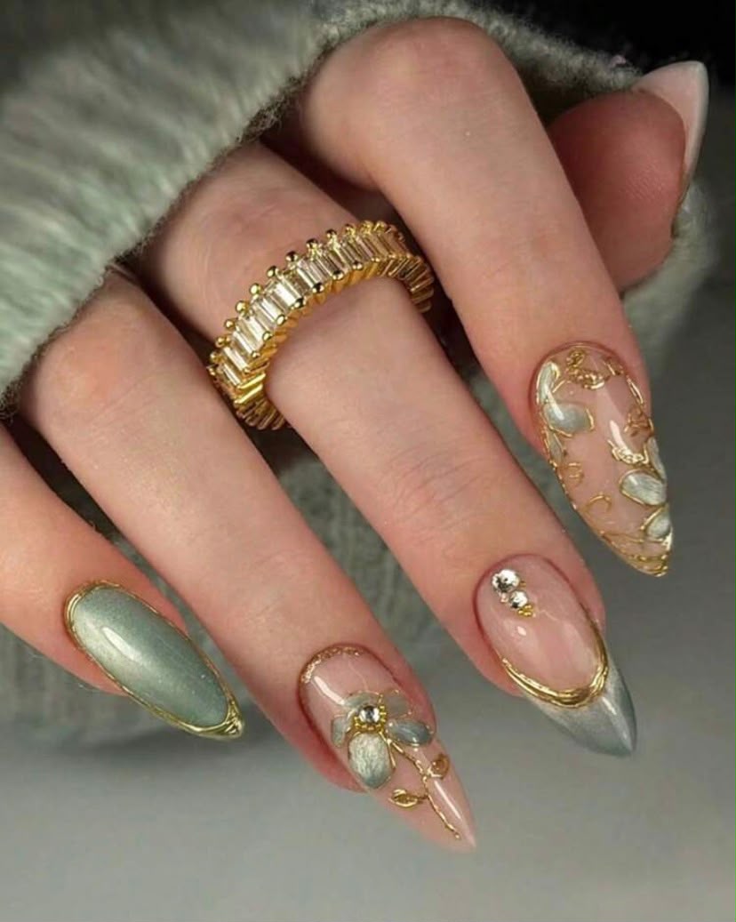 Mint Green Almond Shaped Press-On Nails