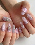 Luxury Pink Barbie Themed 3D Handmade Almond Shaped Press-On Nails