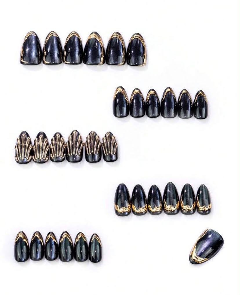Blue Shell Themed Cat Eye Almond Shaped Press-On Nails