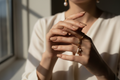 AVYRA Soft Hour Press-On Nails — elegant hands with nude-rose manicure